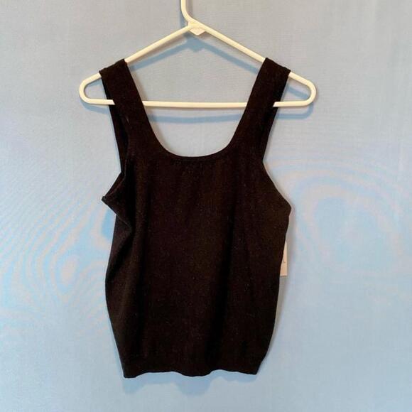 NWT Time and Tru Black Square Neck Tank Top Size M 8-10 Sparkles Sweater - Picture 1 of 13